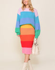 Bold Rainbow Stripe Oversized Chunky Knit Pullover