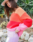 Bold Rainbow Stripe Oversized Chunky Knit Pullover