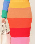 High-Waisted Midi Sweater Multicolor Skirt