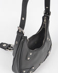 Vegan Leather Buckle Accent Shoulder Bag