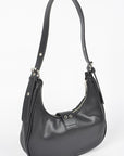 Vegan Leather Buckle Accent Shoulder Bag