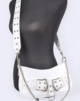 Vegan Leather Convertible Studded Shoulder Bag