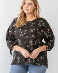 Zenobia Plus Size Floral Round Neck Blouse