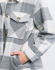 Plaid Button Down Jacket with Front Pocket Detail - Online Only