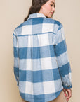 Plaid Button Down Jacket with Front Pocket Detail - Online Only