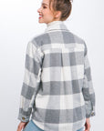 Plaid Button Down Jacket with Front Pocket Detail - Online Only