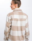 Plaid Button Down Jacket with Front Pocket Detail - Online Only