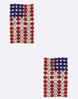 Rhinestone American Flag Earrings