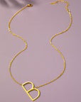 Large Stainless Steel Initial Pendant Necklace
