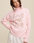 Listicle Give Me Love Stitched Mock Neck Sweater