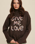 Listicle Give Me Love Stitched Mock Neck Sweater