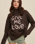 Listicle Give Me Love Stitched Mock Neck Sweater