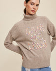 Listicle Give Me Love Stitched Mock Neck Sweater