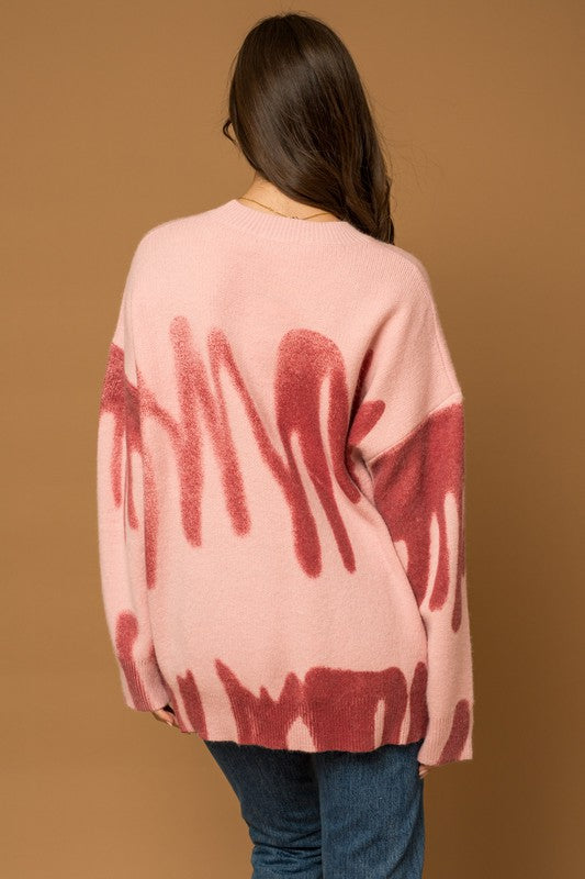 Gilli Long Sleeve Spray Print Sweater