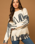 Gilli Long Sleeve Spray Print Sweater