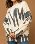 Gilli Long Sleeve Spray Print Sweater