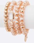 Mix Beads 4 Row Stretch Bracelet Set