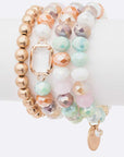 Mix Beads 4 Row Stretch Bracelet Set