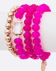 Mix Beads 4 Row Stretch Bracelet Set