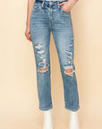 Artemis Vintage High Rise Distressed Mom Jeans