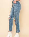 Artemis Vintage High Rise Distressed Mom Jeans