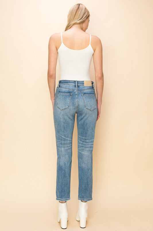 Artemis Vintage High Rise Distressed Mom Jeans