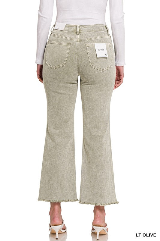 Zenana Acid Washed High Waist Bootcut Pants - Online Only