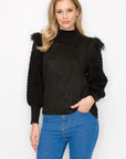 Adilene Knitted Top with Suede Combo