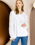 Riley Top with Lace, Embroidery & Pearls