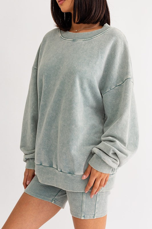 LE LIS Washed Oversized Pullover