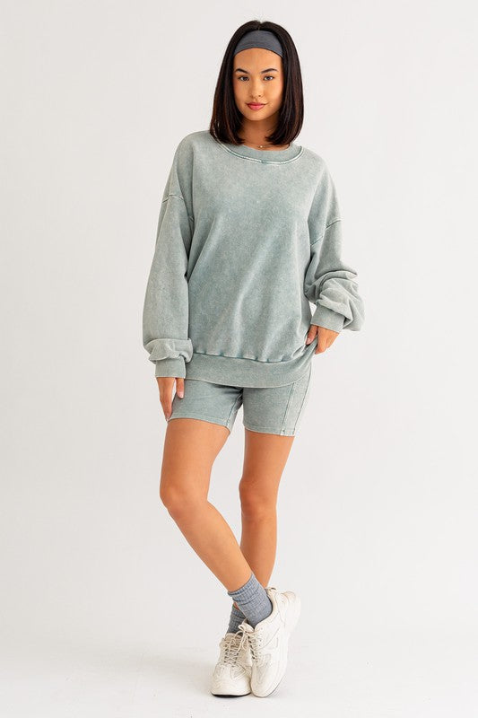 LE LIS Washed Oversized Pullover