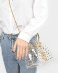 Studded Cleared Top Handle PVC Clutch Bag