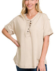 Zenana Raw Edge Short Sleeve Top - My Pampered Life Seattle