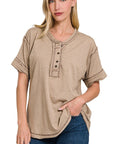 Zenana Raw Edge Short Sleeve Top - My Pampered Life Seattle