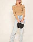 Ribbed Puff Sleeve Knit Top