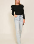 Ribbed Puff Sleeve Knit Top