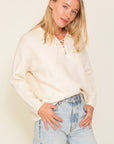 Lumiere Sweater Top with V-Shape Criss Cross Tie Neck