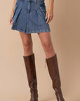 Insane Gene Pleated Cargo Denim Mini Skirt