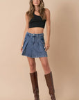 Insane Gene Pleated Cargo Denim Mini Skirt