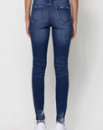 Flying Monkey Mid Rise Ankle Skinny w Distressed Hem Jean - Online Only