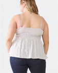 Zenobia Plus Size Frill Smocked Floral Sweetheart Neck Cami