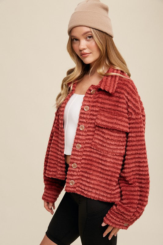 Listicle Plaid Fleece Shacket - Online Only