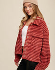 Listicle Plaid Fleece Shacket - Online Only