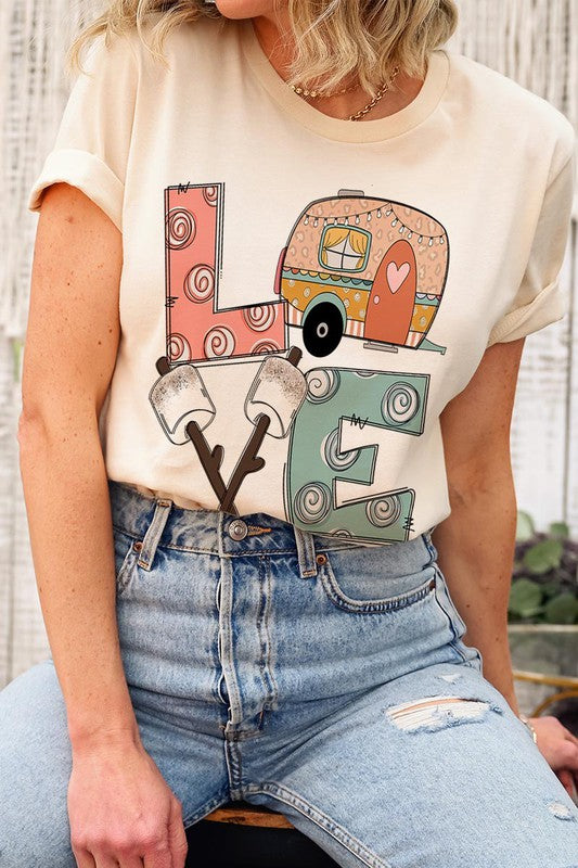 Love, Camp, Marshmallow Graphic Tee - Online Only