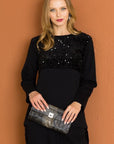 Kimmie Knit Top with Sequin Sparkles