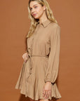 Mustard Seed Twisted Belt Shirt Dress - Online Only