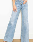 Criss Cross High Waisted Wide Leg Jean - Online Only