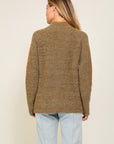 Lumiere Marled Brown Raglan Sleeve Funnel Neck Sweater