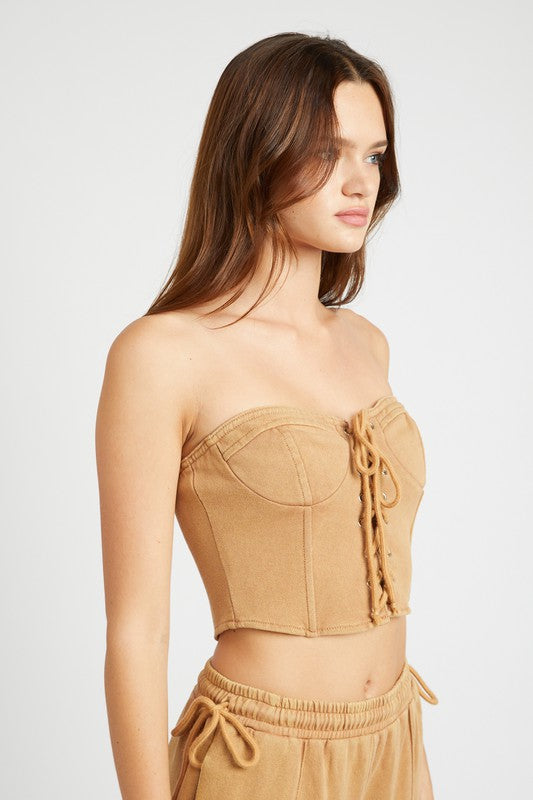 Emory Park | French Terry Strapless Bustier Top