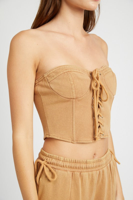 Emory Park | French Terry Strapless Bustier Top